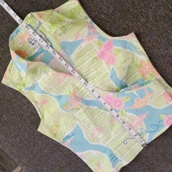 🏝VTG/RARE Lilly Pulitzer🏝 - "Via Lilly" Palm Beach Map Cropped Wrap Top - Picture 15 of 16